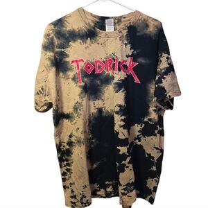 Gildan Tie-Dye Short Sleeve Tee in Brown, Black with Red Logo